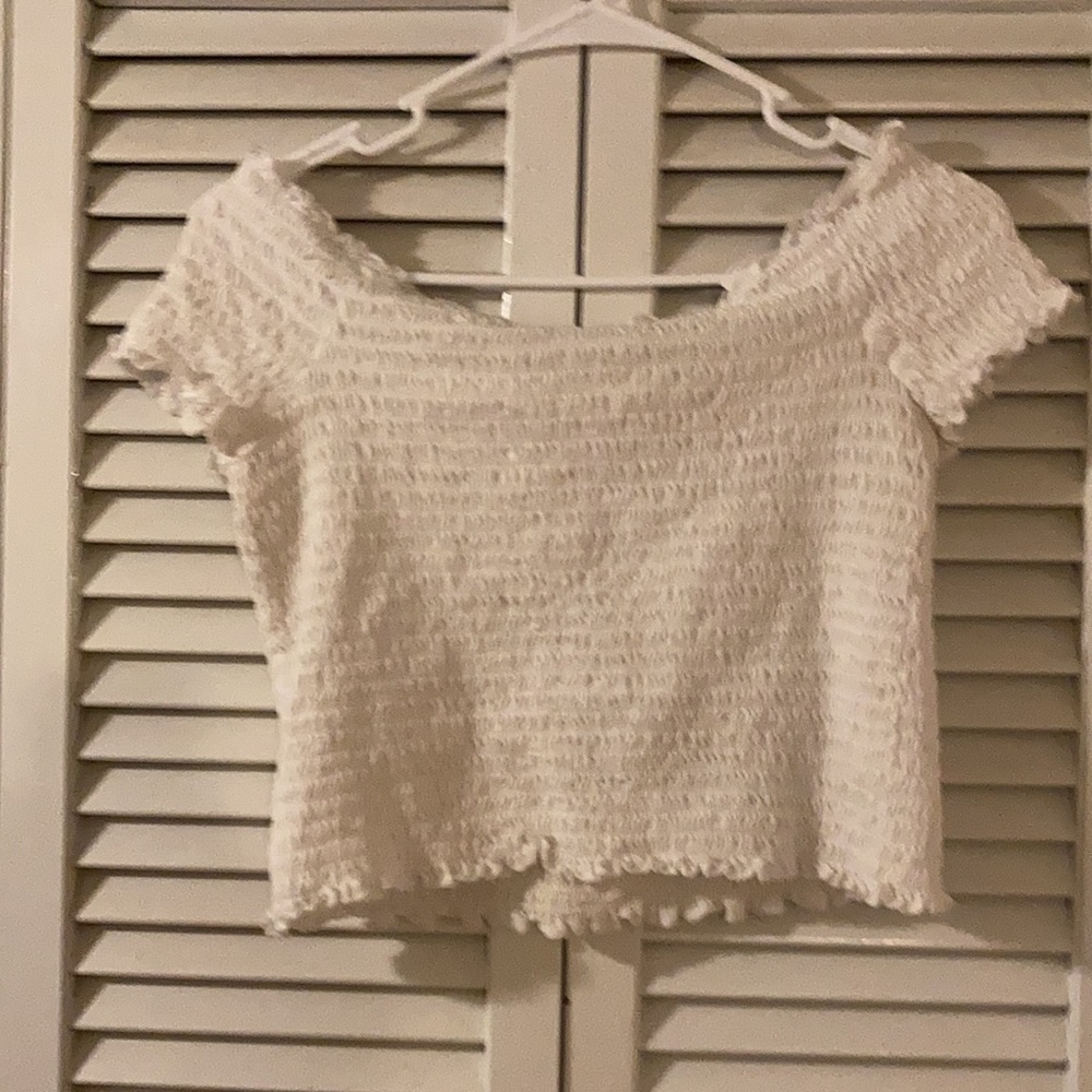 White Ribbed Crop Top - Picture 4 of 4